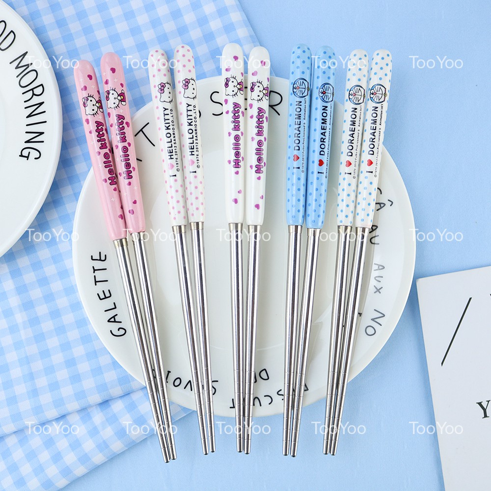 Bộ muỗng nĩa đũa cán sứ người lớn nhiều mẫu dễ thương cute TooYoo BK00358