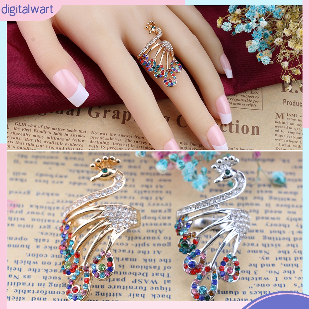 Nhẫn Hình Chim Công Đính Đá Phong Cách Cổ Điển Thanh Lịch Dành Cho Nữ