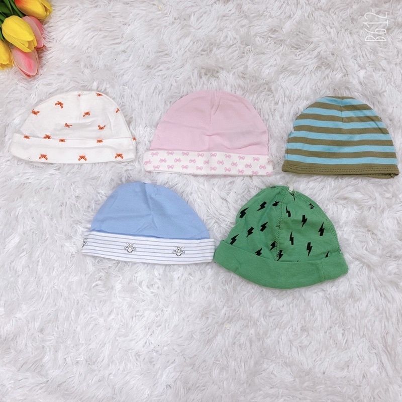 Mũ sơ sinh chất cotton co giãn dành cho bé 0-9m