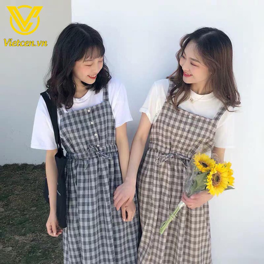 Set váy yếm kẻ caro < Siêu Hot 2019 >