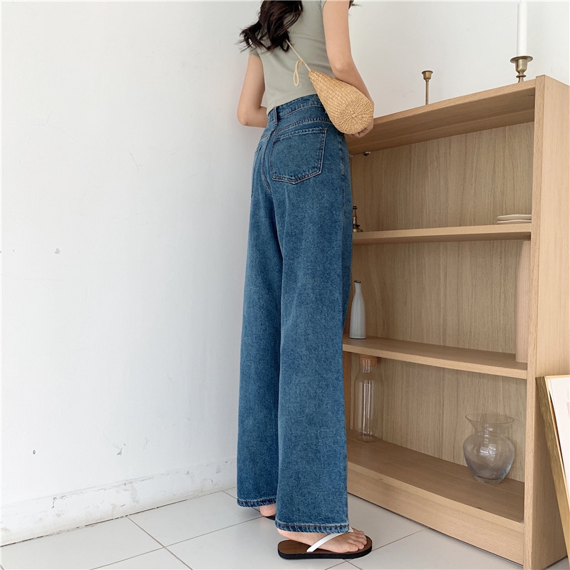 Quần jeans eo cao thời trang Hàn Quốc trẻ trung cho nữ S-5XL