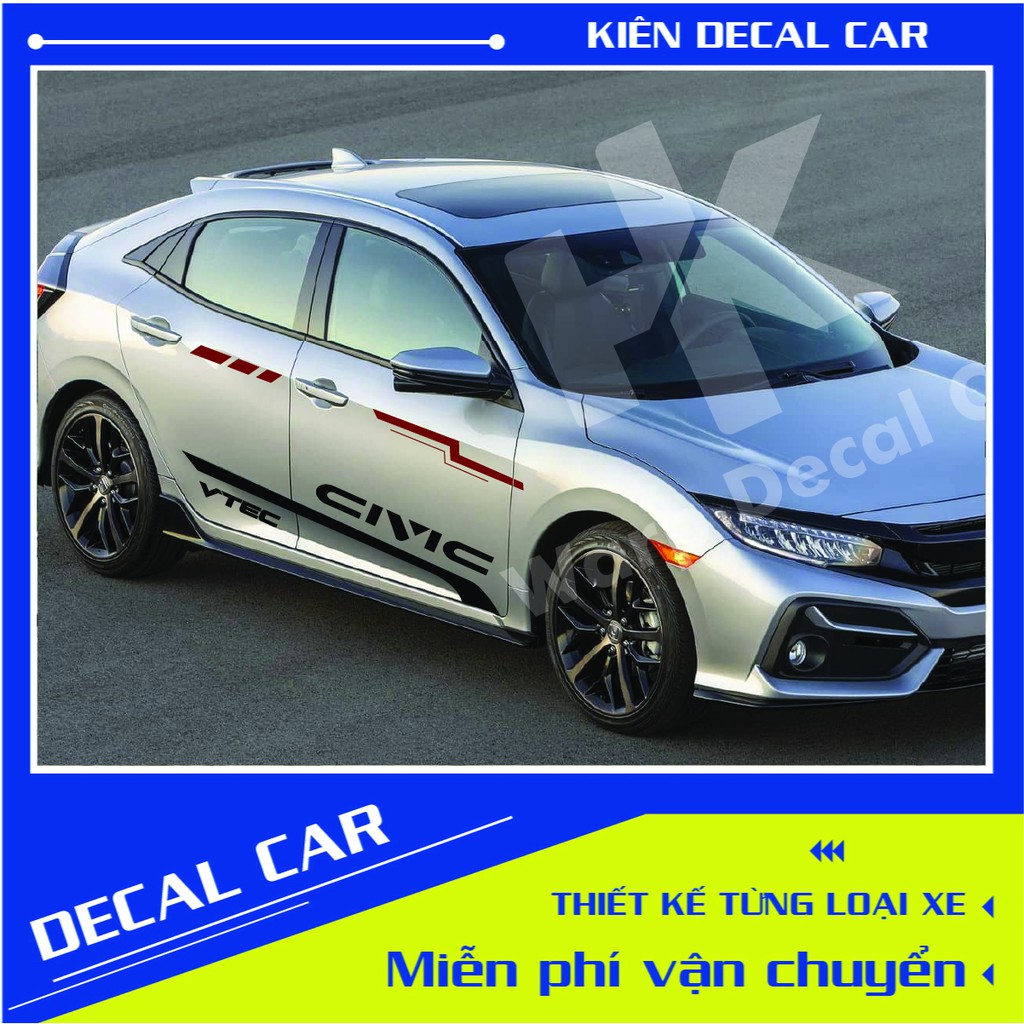 Tem xe civic phong cách thể thao - decal civic
