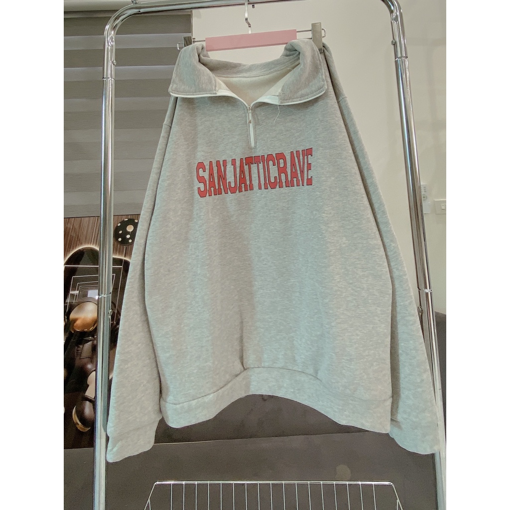 Áo Polo Dài Tay Cổ Bẻ Nam Nữ Chữ San Dáng Rộng Tay Bồng Chất Nỉ Lì Unisex