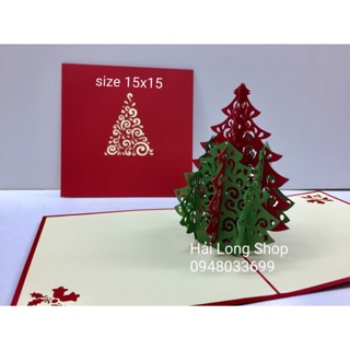 Cây Thông 2 ( 2 Màu ) - Noel - Thiệp 3D