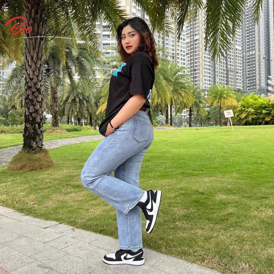 Quần Jean ống rộng hack dáng cực đỉnh Bigsize QJBS002 Dành cho các nàng từ 55-95kg | BigBuy360 - bigbuy360.vn