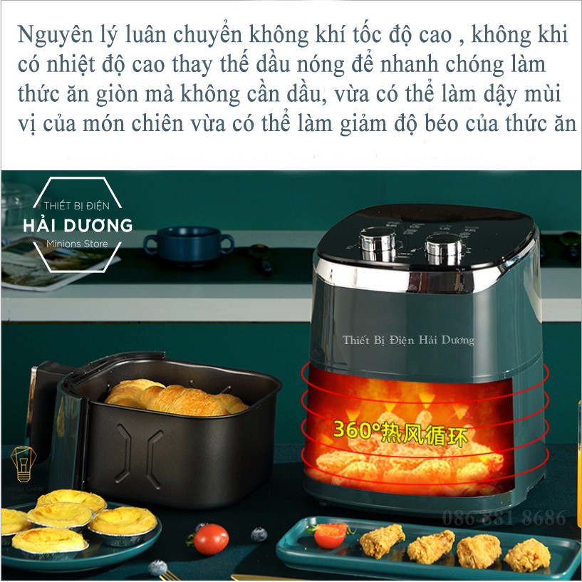 Nồi Chiên Không Dầu Phím Cơ CHIGO ZG-KB03M 1350w 4.6Lít- Loại Bỏ 80% Chất Béo, Chống Dính Hoàn Hảo, Làm Chín Nhanh