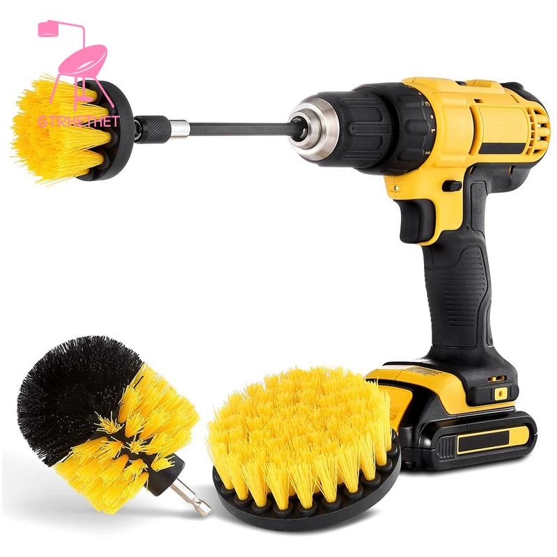 4Pcs Combinate Drill Brush Power Scrubbing Brush Drill Spin Scrubber Electric Cleaning Brush Fixing for Car Bathroom Wooden Floor Laundry Room Cleaning