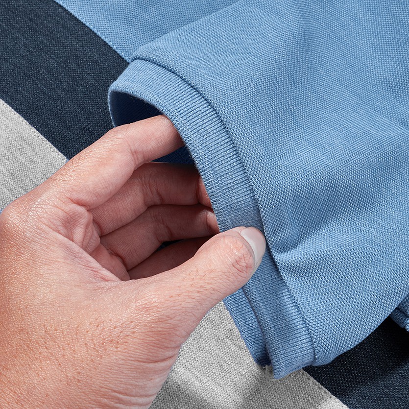 Áo polo nam HUSSIO phối sọc thêu logo trẻ trung | BigBuy360 - bigbuy360.vn