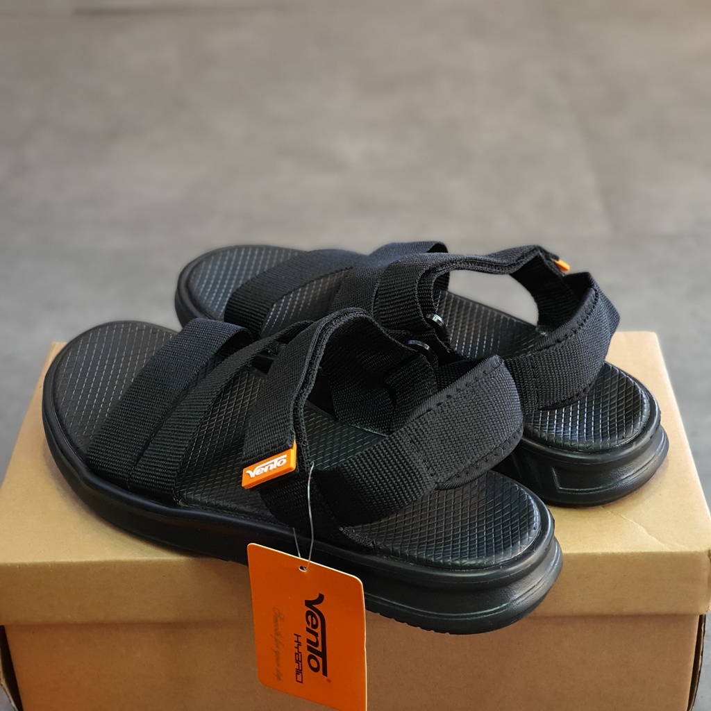 Sandal Vento chính hãng nam nữ SD-NB35 màu full đen quai chéo, Dép quai hậu đế bằng đi học không gây mùi