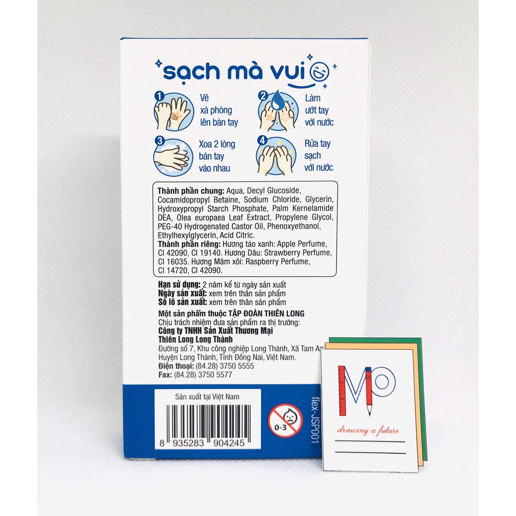 Combo 3 Bút xà phòng rửa tay Flexjoy Flex-JSP001- Có 3 mùi hương (dâu, táo, mâm xôi)- Sạch tay, An toàn, Không kích ứng