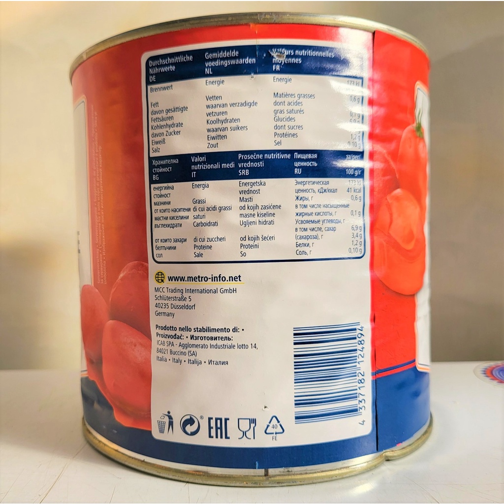 [HỘP LỚN 2.5Kg - PEELED] CÀ NGUYÊN TRÁI LỘT VỎ [Italia] METRO CHEF (Peeled Tomatoes) Pomodori Pelati