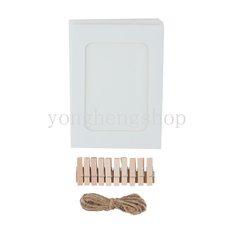 Set 10 Khung Ảnh Giấy 6 Inch Kèm Kẹp Và Dây Treo Phong Cách Cổ Điển Dùng Trang Trí Tường DIY