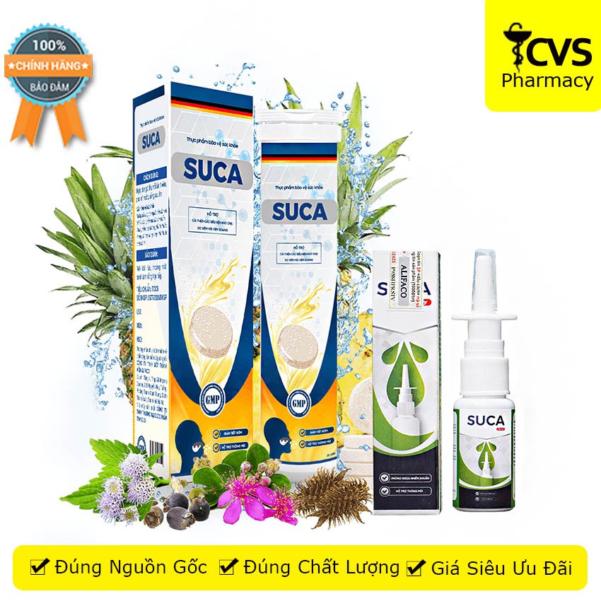 [Mua 2 SỦI SUCA tặng ngay 1 XỊT XOANG SUCA Spray] Viên Sủi SUCA Công Nghệ ĐỨC hỗ trợ điều trị viêm xoang (Hộp 20 viên)