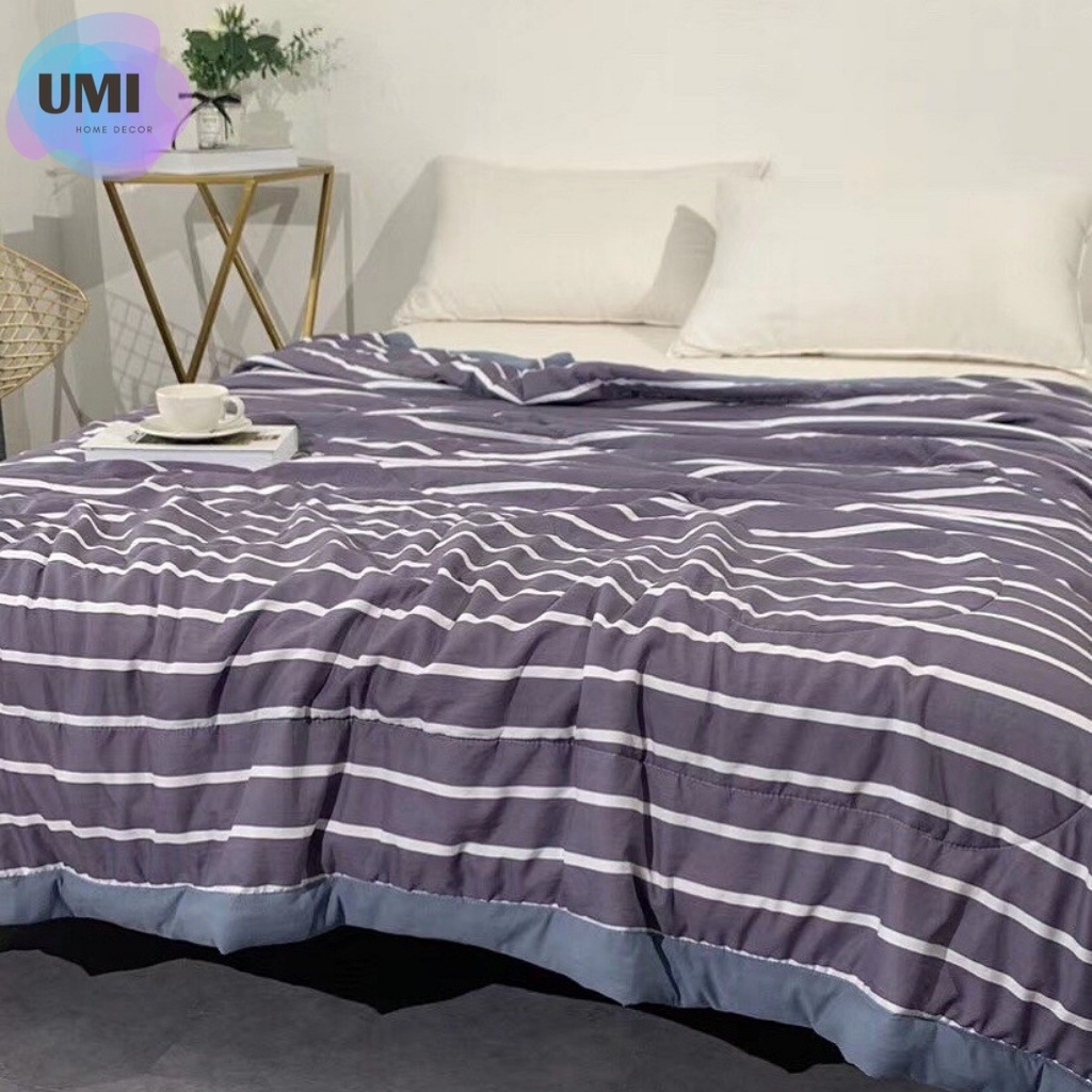 Chăn Hè Thu Cotton Đũi Kẻ Muji Nhật Bản