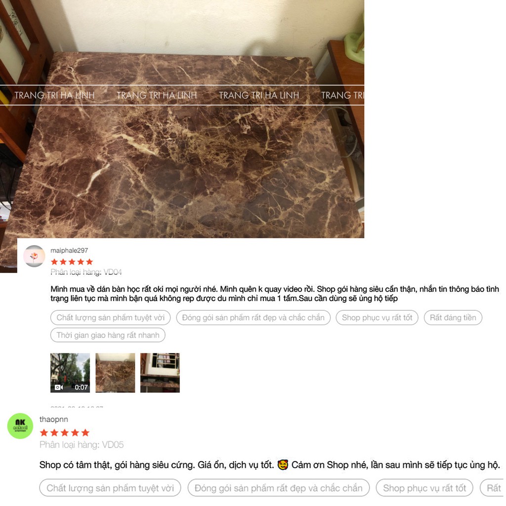 Giấy dán bếp vân đá chống dầu mỡ dán bàn tủ tường nhiều mẫu hoa văn đẹp giá rẻ