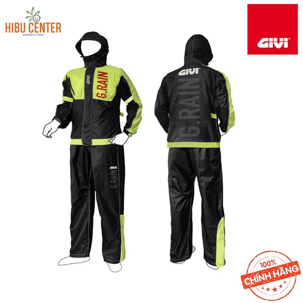 Áo Mưa Bộ Givi G-Rain GRA01 Đen – Vàng Neon Hàng Chính Hãng