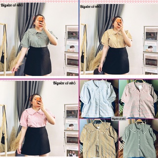 Áo sơ mi nữ bigsize tay ngắn,áo sơ mi kiểu phom rộng chất vải kate xốp mát mã ak2