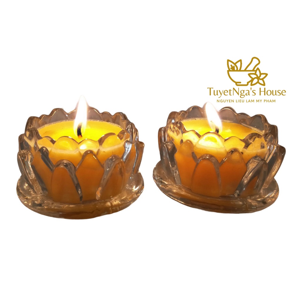 Cặp ly nến hình hoa sen làm nến thơm handmade