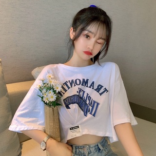Áo Thun crop top Tay Ngắn Thiết Kế Không Đối Xứng Thời Trang Mùa Hè 2024 Cho Nữ Cô gái học sinh hở rốn ngắn áo