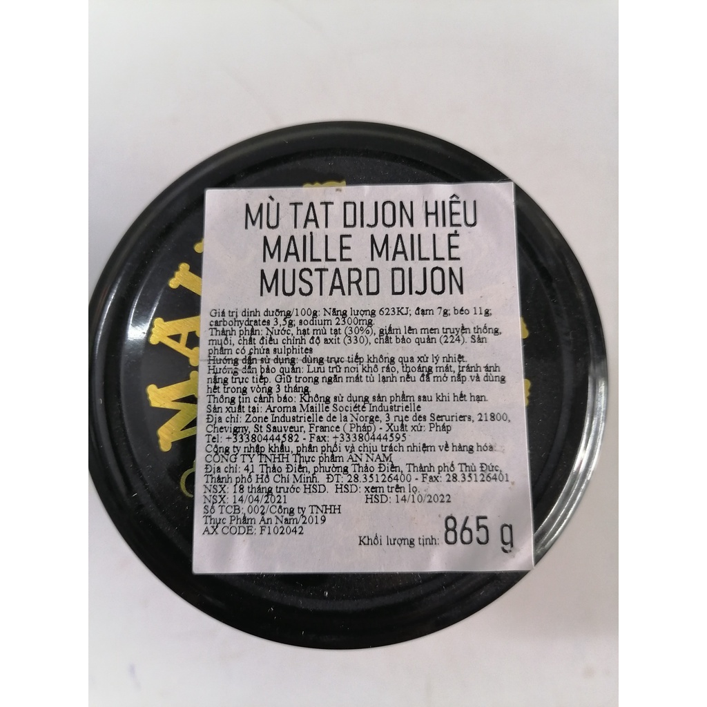 [LỌ LỚN 865g – MỊN] MÙ TẠT VÀNG [France] MAILLE Dijon Originale Mustard (anm-hk)