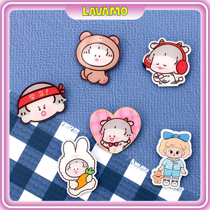 Sticker phụ kiện pin cài áo trang trí túi xách bale cute LAVAMO ST600