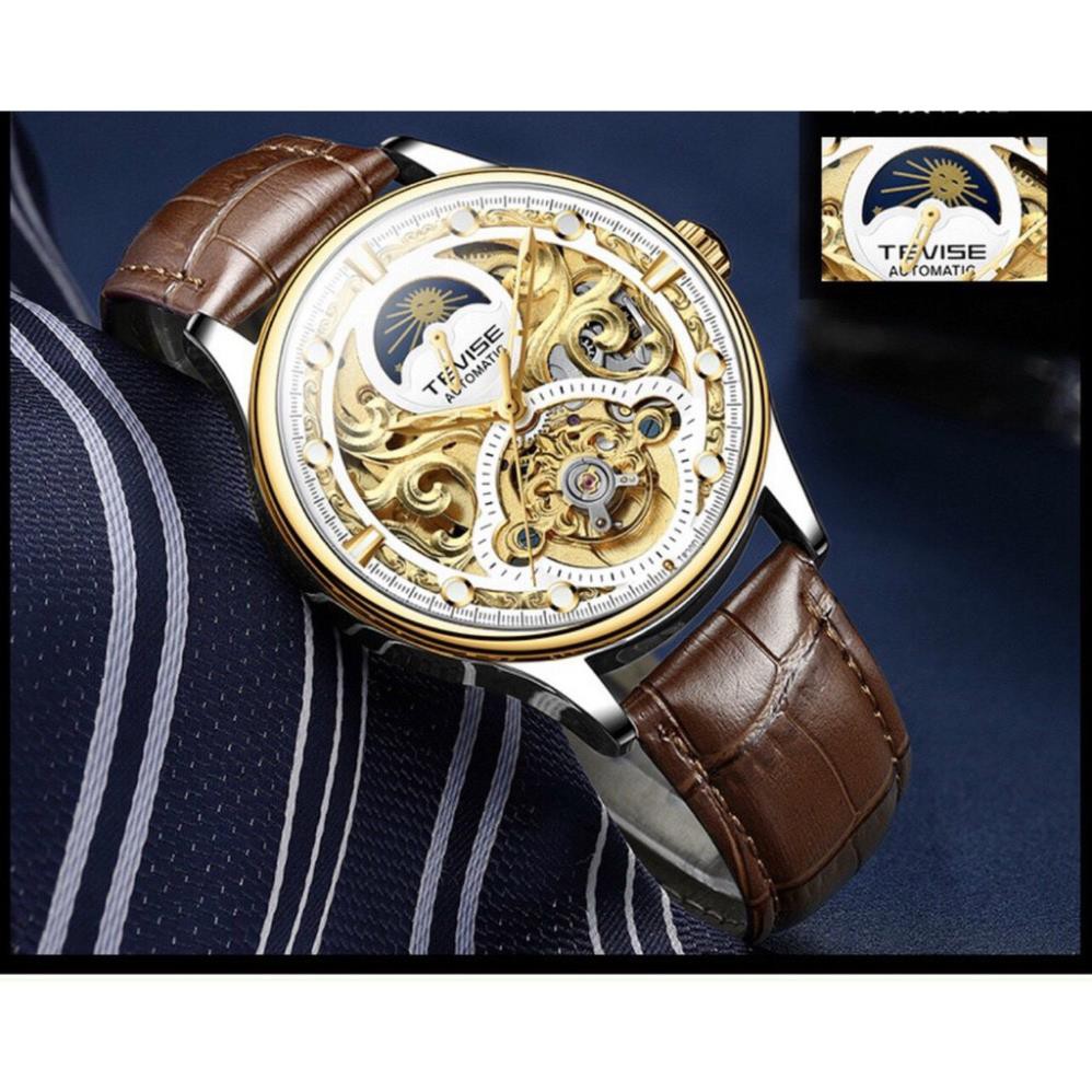 (Siêu Sale) Đồng hồ nam cơ cao cấp chính hãng tevise t820d dây da (tặng kèm hộp) | BigBuy360 - bigbuy360.vn