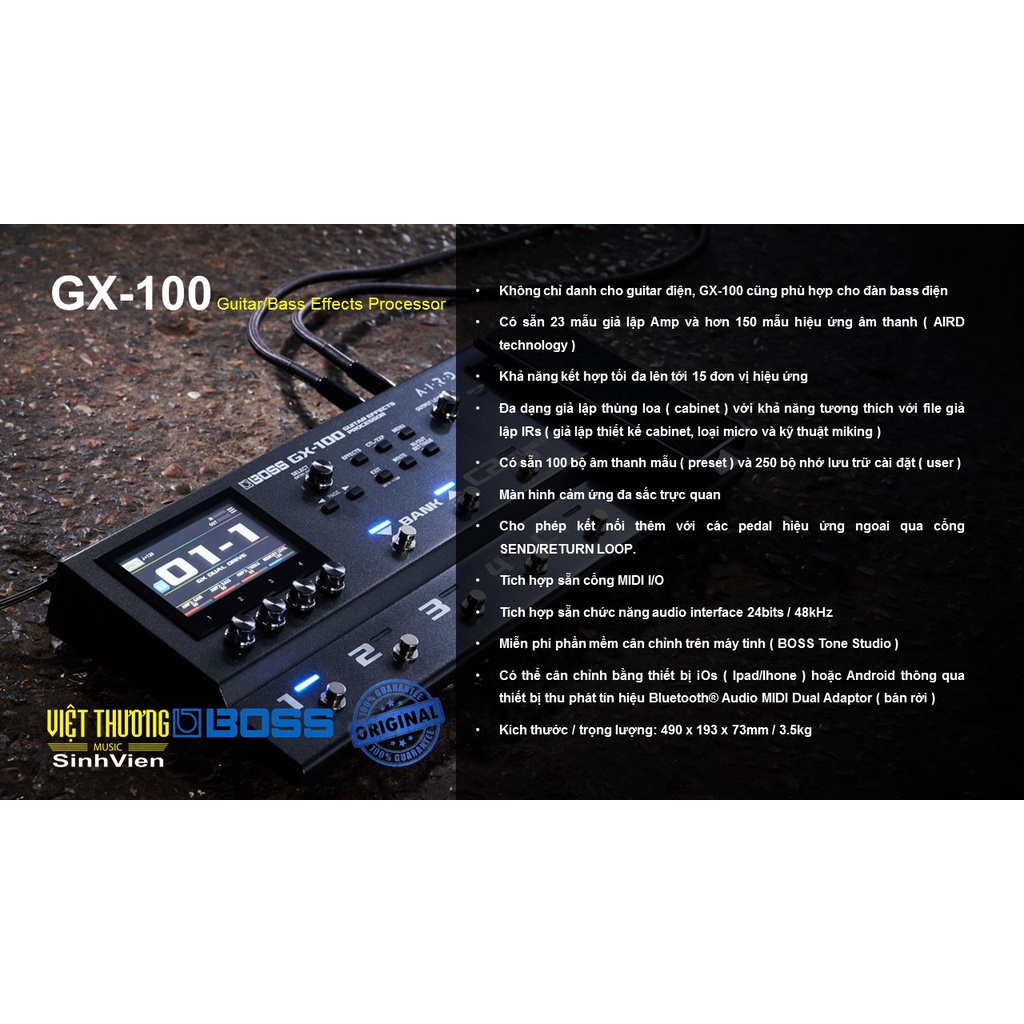 Thiết bị tạo hiệu ứng âm thanh cho đàn guitar và bass BOSS GX-100 chính hãng