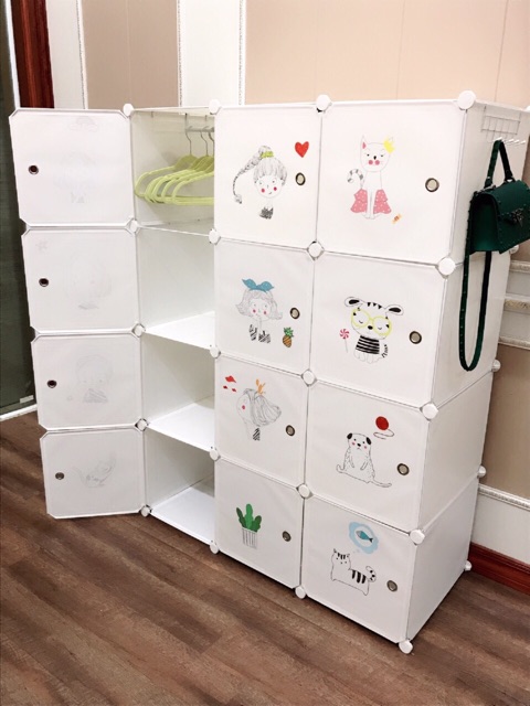 Tủ nhựa ghép 12 ô đa năng Size to, sâu 47cm tặng 2 treo quần áo. Inbox chọn mẫu yêu thích