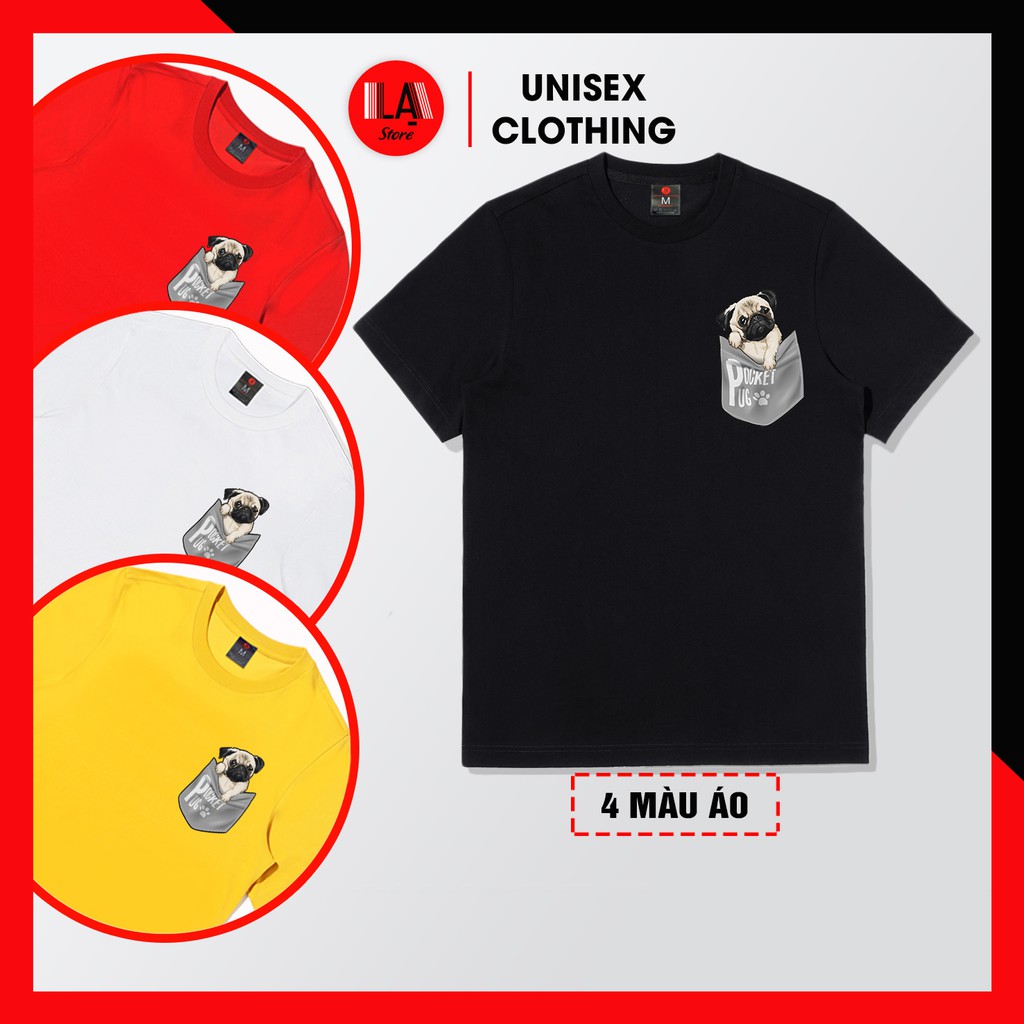 4 Màu | Áo Thun In Giả Túi Đựng Chó Pug Siêu Dễ Thương | LẠ STORE