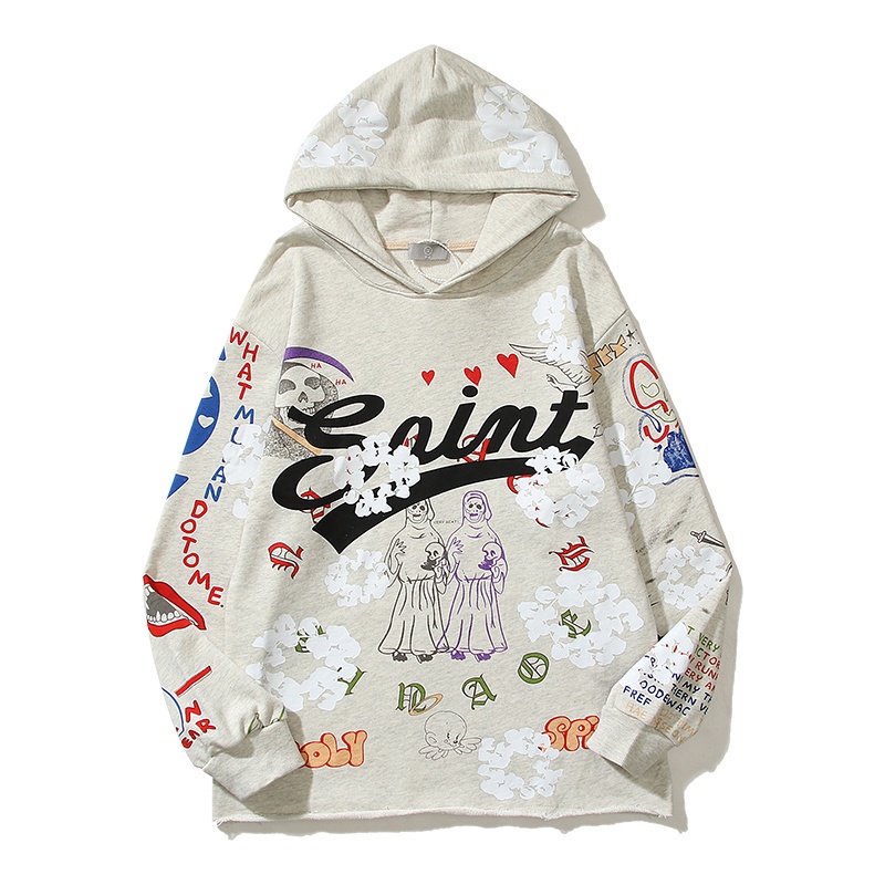 Hàng Bán Chạy SAINT DENIM Xé Áo Hoodie Thể Thao Cotton Tay Dài Plus Size Cho Nam Và Nữ