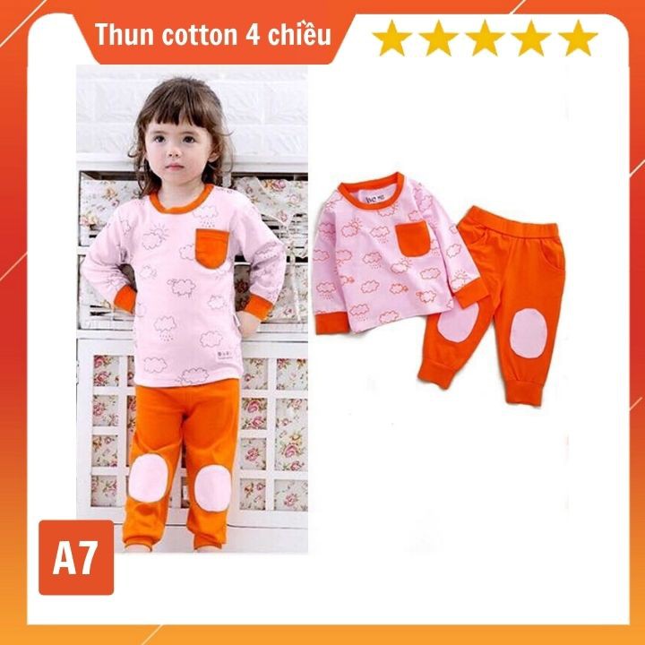 Đồ bộ dài tay cho bé gái đáng yêu - Chất thun cotton - Tomchuakids