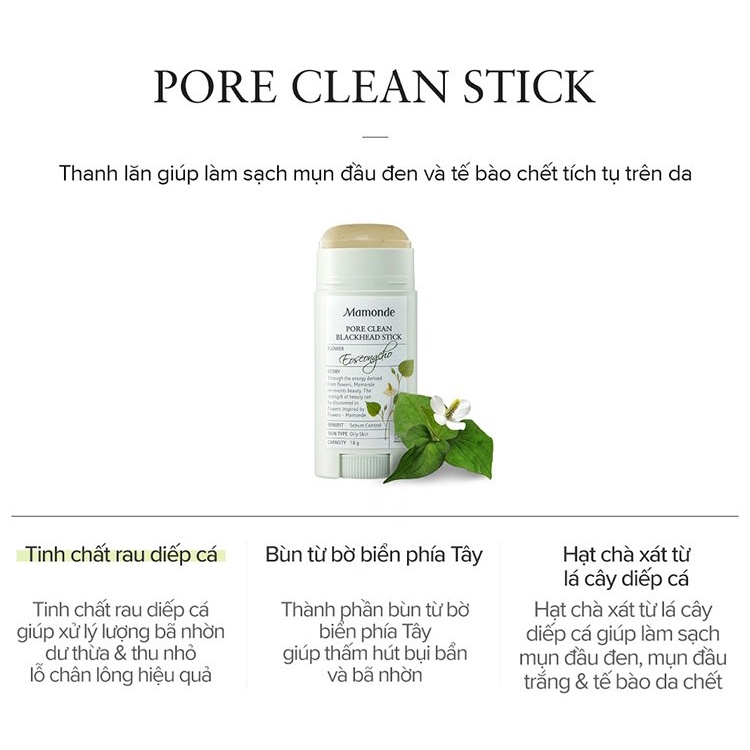 Thanh Lăn Mụn Đầu Đen Mamonde Pore Clean Blackhead Stick 18g