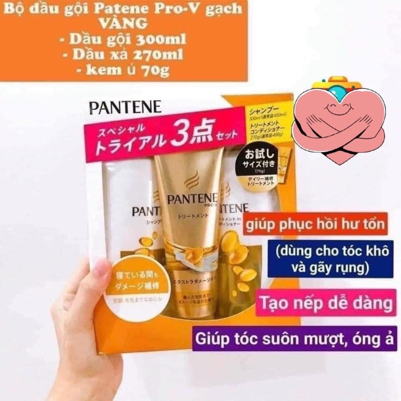 - Set 3 bộ dầu gội-xả-hấp Pantene Nhật Bản 450ml chính hãng.