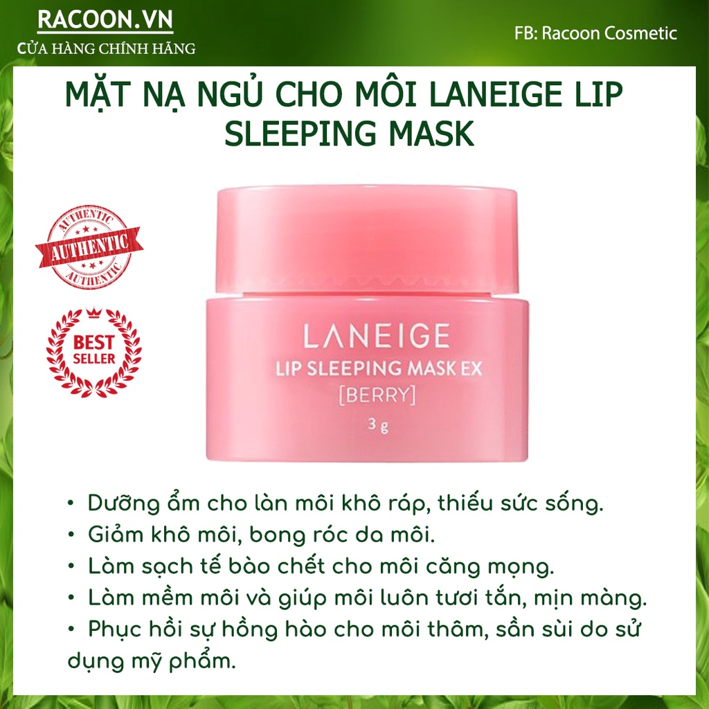 Mặt nạ ngủ cho môi LANEIGE Lip Sleeping Mask Berry 3G - Minisize