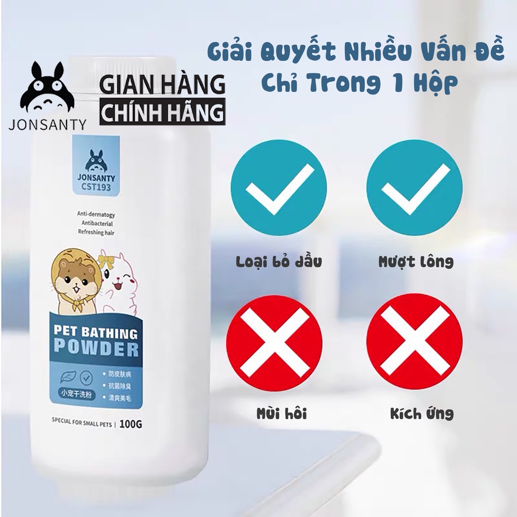 Phấn thơm cho hamster, tắm khô khử mùi bọ ú, chinchila, thú cưng nhỏ hộp 100gr thương hiệu JONSANTY cst193
