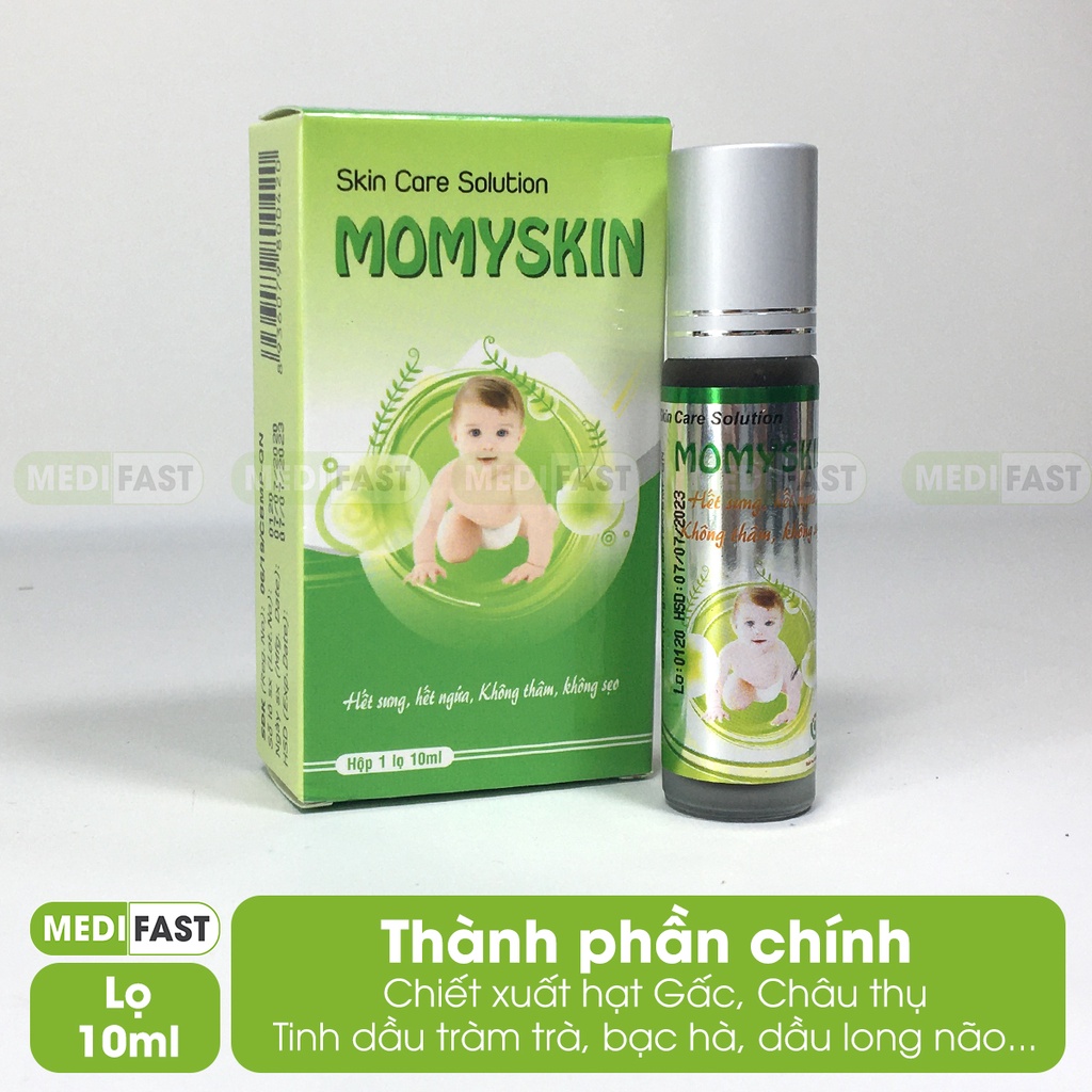 Lăn muỗi đốt Momyskin lọ 10ml giảm ngứa, vết côn trùng cắn, mụn nhọt, trứng cá, nhanh lành sẹo thành phần thảo dược