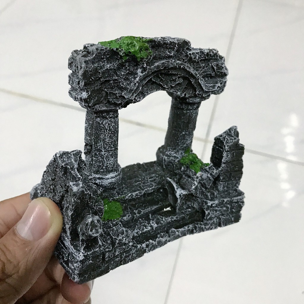 CỔNG 2 CỘT TRANG TRÍ HỒ CÁ NON BỘ DÀI 9CM RỘNG 4CM CAO 8CM