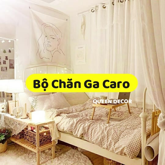 Bộ Chăn Ga Gối Caro Nâu M2, M4, M6, M8, 2M2, Bộ 4 Món, 3 Món Drap Cotton Hàn Quốc Đáng Yêu | BigBuy360 - bigbuy360.vn