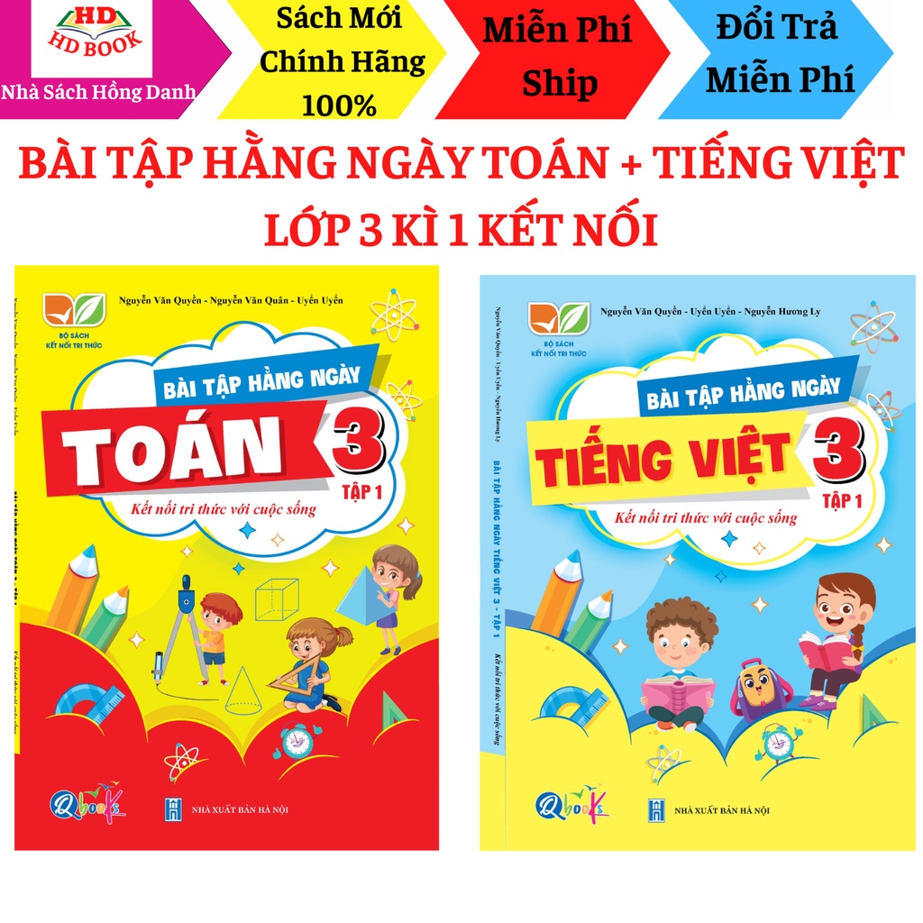 Sách- COMBO Bài tập hàng ngày lớp 3 -TOÁN,TIẾNG VIỆT- bộ KẾT NỐI- TẬP 1 (2 cuốn)