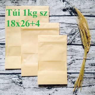 18x26 - 100 Túi Zipper Giấy kraft đáy bầu dục phủ bóng, đựng được nước, cửa sổ đáy Đứng video sản phẩm thật