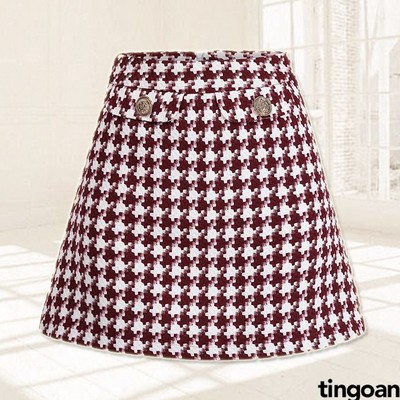 TINGOAN® - Chân váy cạp lưng cao caro đỏ LOVE POEM SKIRT/DR V2