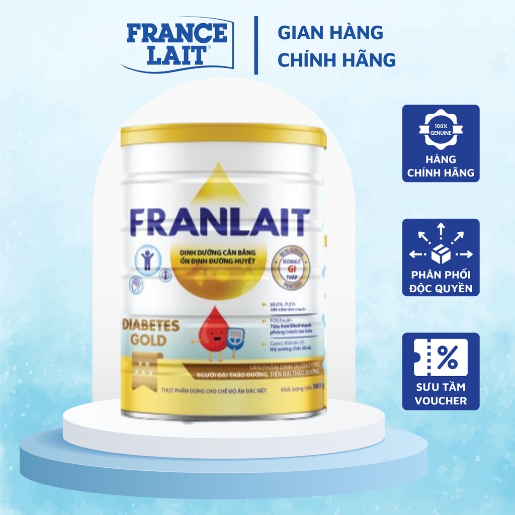 Sữa Franlait Diabetes Gold Giúp Cân Bằng Dinh Dưỡng, Ổn Định Đường Huyết Dành Cho Người Bị Tiểu Đường 900g
