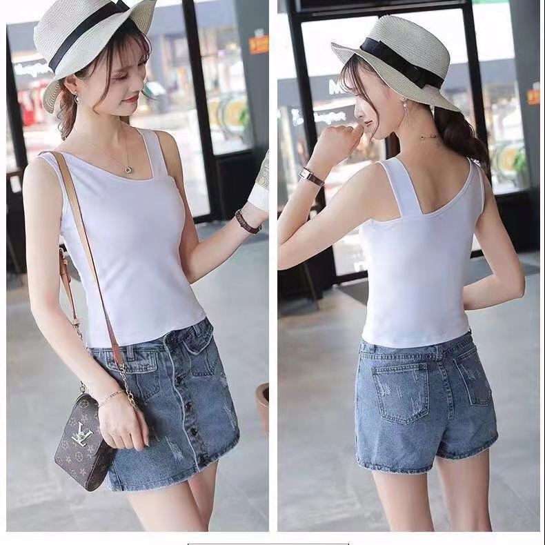 Áo Hai Dây Màu Sắc Trơn Phong Cách Hàn Quốc Cho Nữ