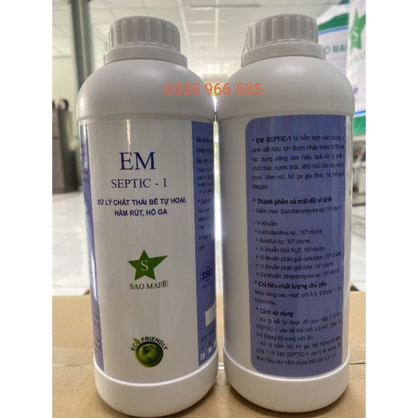 Chế phẩm sinh học khử mùi hố gas hầm cầu EM SEPTIC-1 ( chai 1 lít)