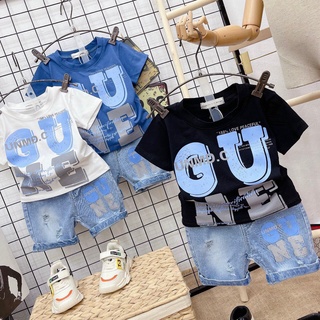8-18kg set áo thun quần jean cho bé trai