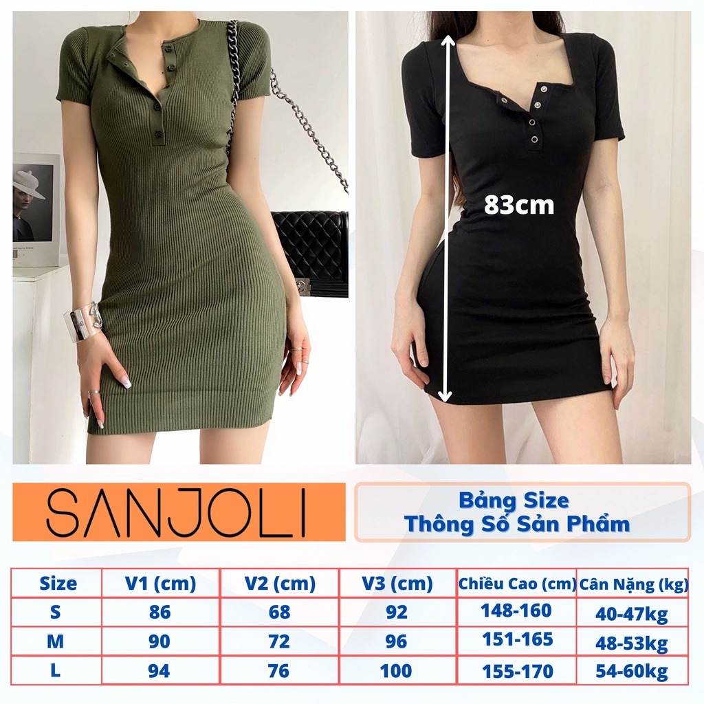 Đầm Body Tay Ngắn SANJOLI Váy Ôm Sexy Dáng Dài Thiết Kế Cổ Vuông Chất Thun Len Gân Thoải Mái  VD053 | BigBuy360 - bigbuy360.vn