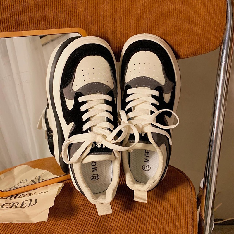 Giày thể thao IELGY đế bánh mì mũi lớn phong cách retro sử dụng hàng ngày thời trang cho nữ