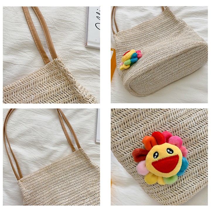 Túi Xách Vải Canvas Hoạ Tiết Hoa Mặt Cười T5006