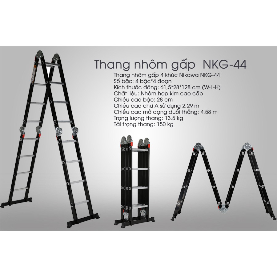 Thang nhôm gấp  đoạn Nikawa NKG-44