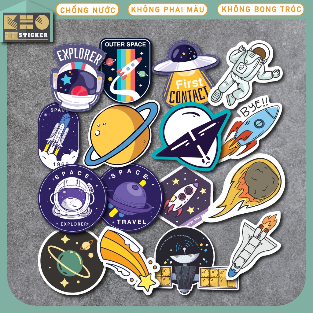 Combo 50 Sticker Vũ trụ 2 chống nước sticker dán laptop, điện thoại, đàn guitar, mũ bảo hiểm, vali. MSP: ST24